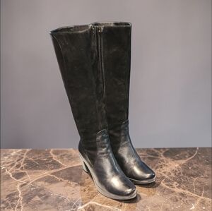Women Vintage Leather and Suede Black Tall Boots By Dansko Size EU38 US7